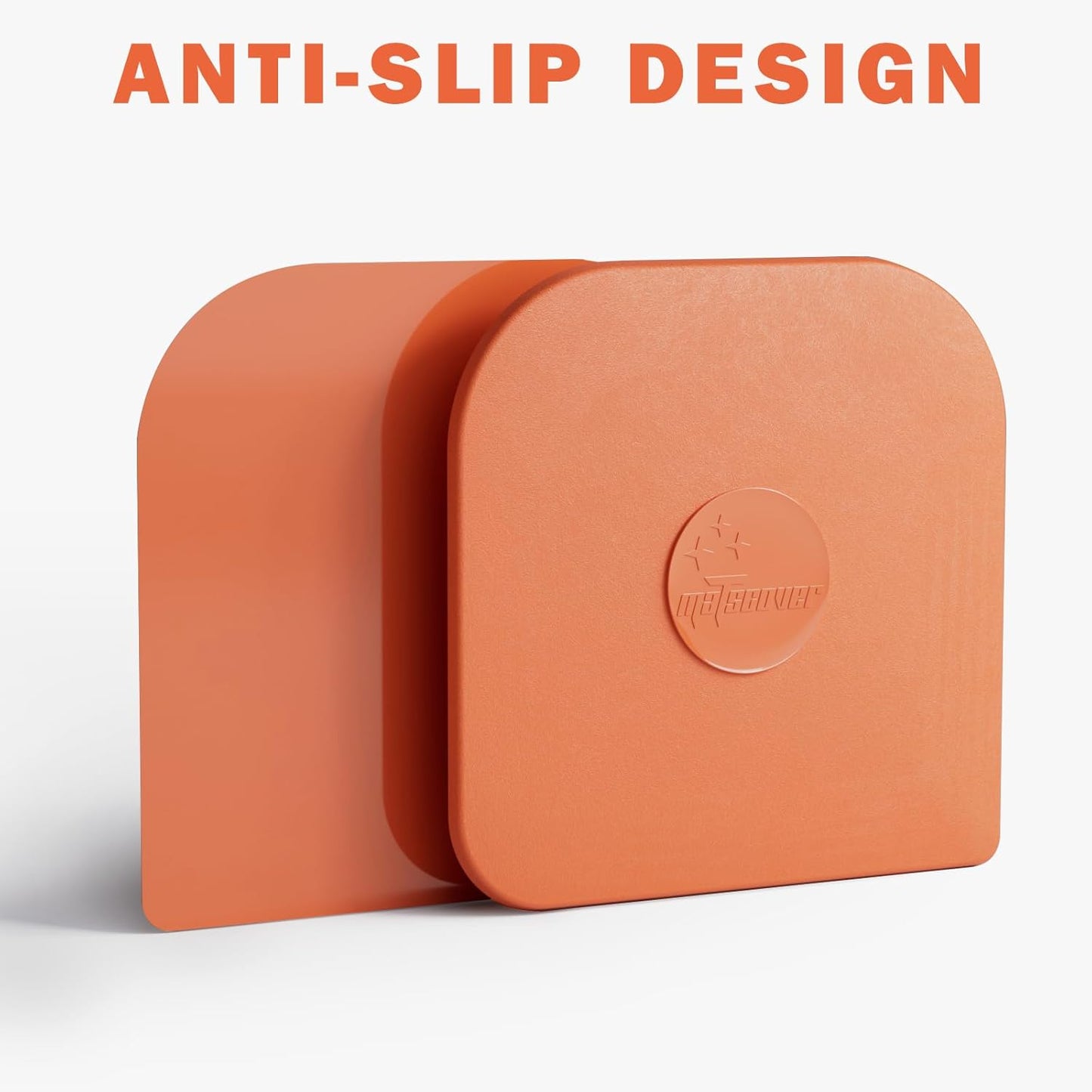 Pan Scraper, 5 Pcs Pot Scraper Plastic, Pot Scraper Non Scratch for Cast Iron, Pot and Pan Cleaning, Sturdy Scraper Kitchen Tool-Orange