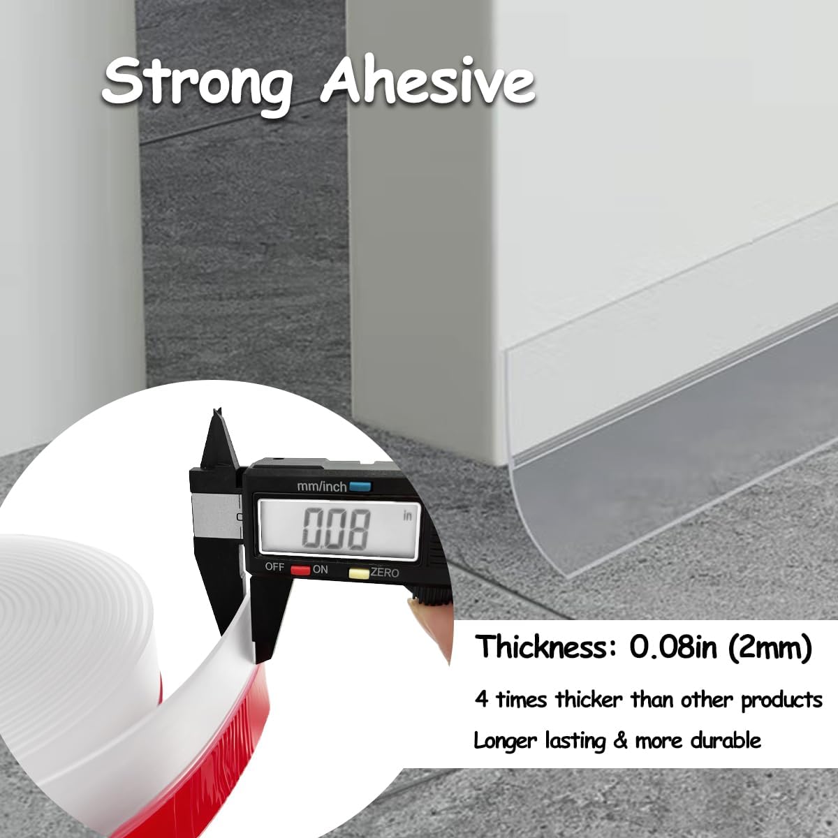 Silicone Weather Stripping, 3 inch (W) x 20 Ft (L) Door Draft Stopper Window Seal Strip for Gaps of Door & Windows, Garage Door Under Bottom, Sealing Tape Shower Doors Sweep, Transparent