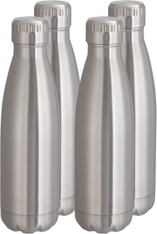 VEGOND 17oz Stainless Steel Water Bottles Bulk, Reusable Metal Sports Water Bottle Keeps Drink Hot and Cold, BPA Free Double Wall Vacuum Cola Shape Insulated Water Bottles for Camping Gym, 4 Pack