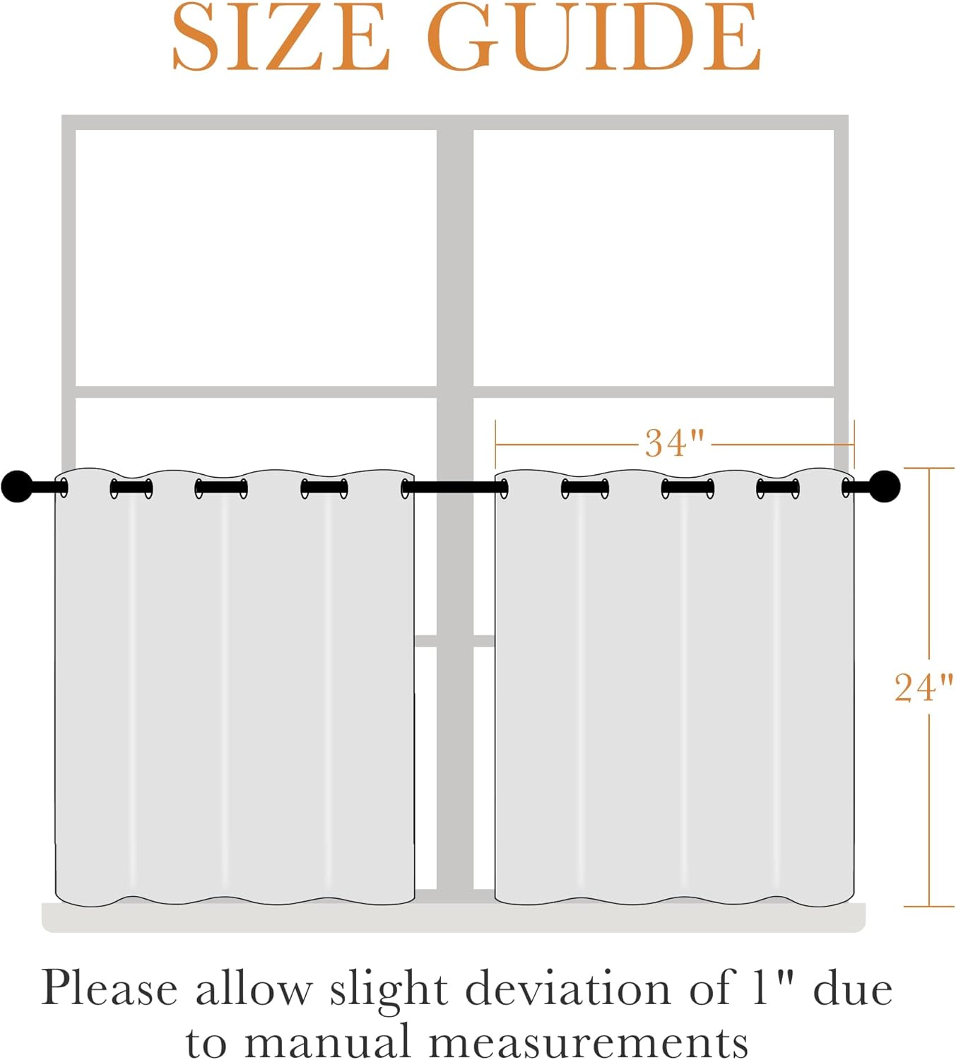 PONY DANCE Pure White Room Darkening Curtains - Energy Saving Drapes for Small Windows in Kitchen, Bedroom, and Bathroom | 2 Panels, W 34 x L 24 inch | Ideal Cafe Curtains