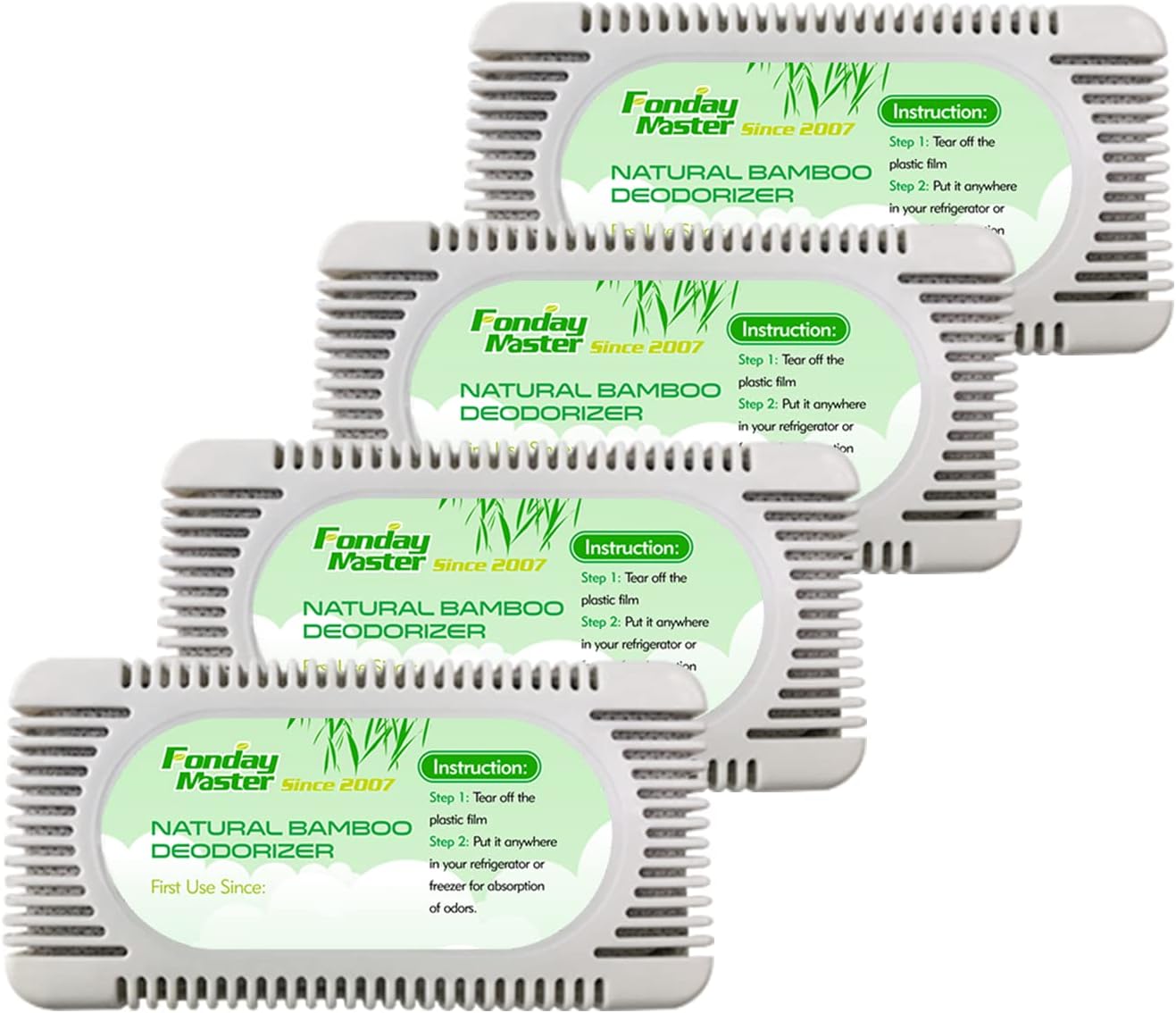 4Packs Fonday Refrigerator Deodorizer Odor Eliminator for Fridges Freezers Coolers Lunch Boxes Bamboo Charcoal More Effective Than Baking Soda
