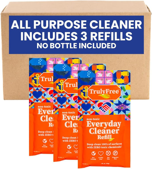 Truly Free Everyday Cleaner - Multipurpose Cleaner Spray, Kitchen Counter Cleaner, Natural Cleaning Products, Multi-Surface Household Solution - Pack of 3