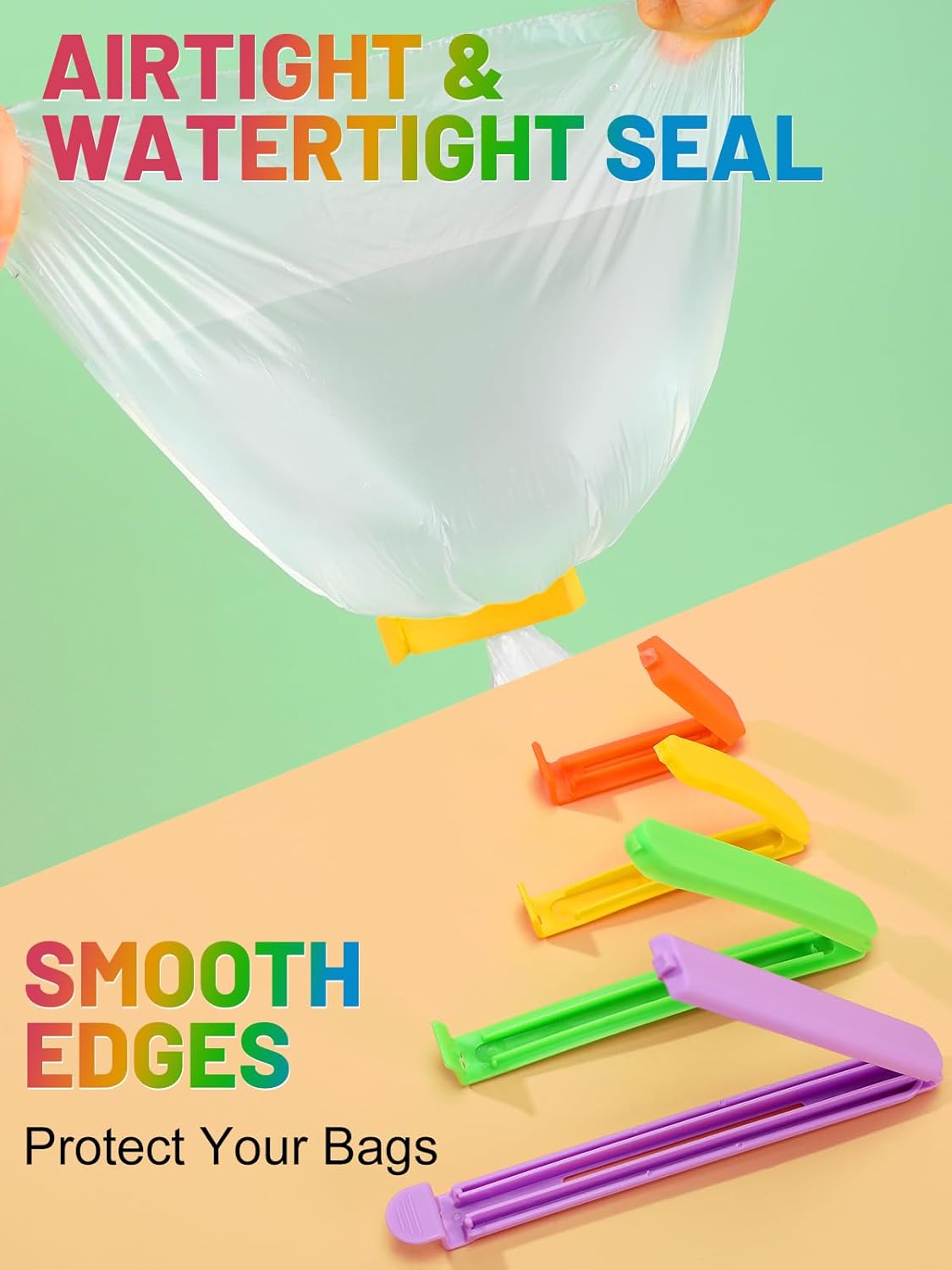 38 PCS Colorful Chip Clips - 4 Sizes Good Sealing Bag Clips for Food Snack Storage, Keeps Coffee, Bread, Cookies Fresh (6.3", 5", 3.5", 2.3")