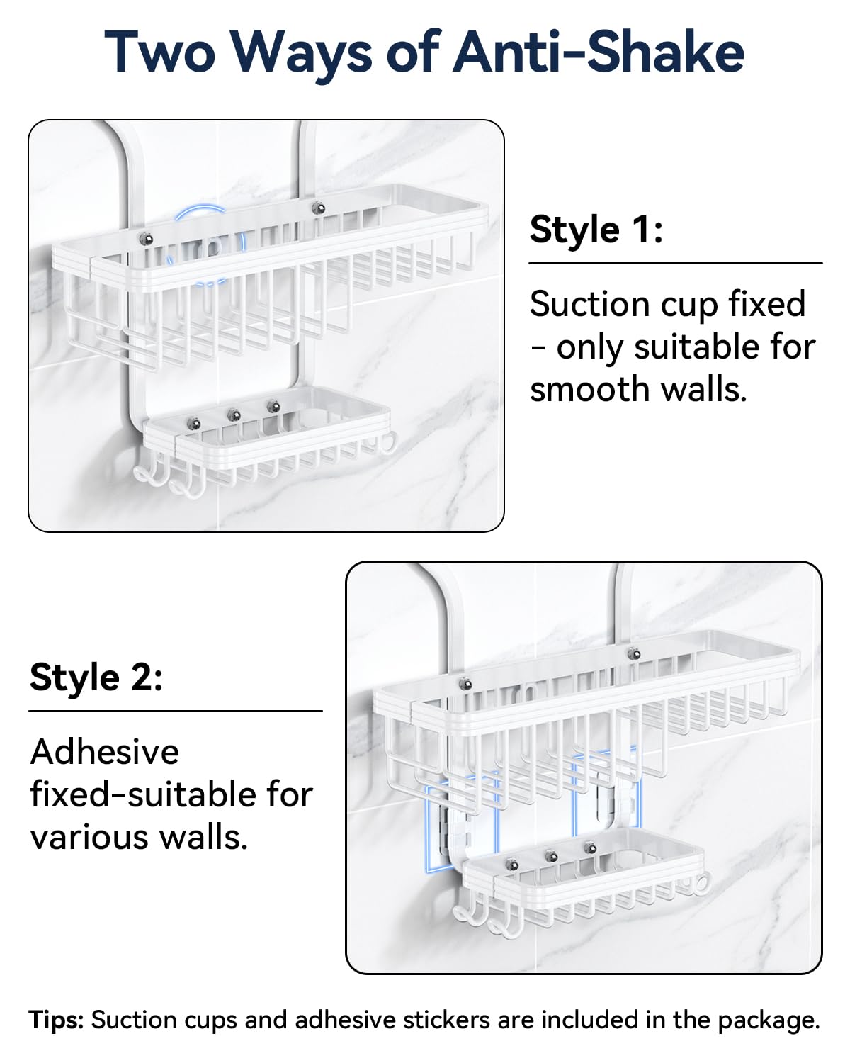 YASONIC Never Rust Shower Caddy Hanging, Aluminum Shower Racks for Inside Shower, 3-Tier Shower