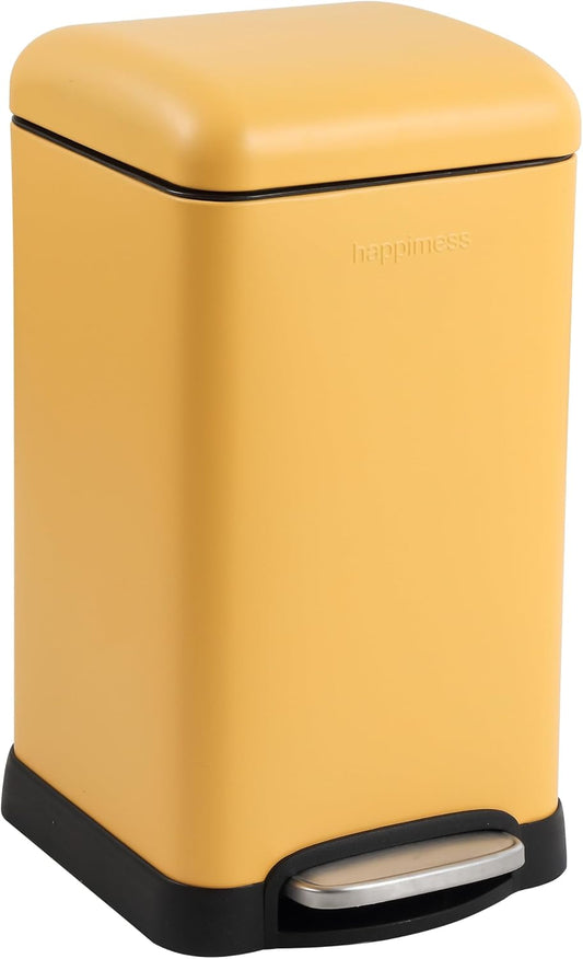 happimess HPM1012L Betty Retro Mini 3.2-Gallon Step-Open Trash Can, Daffodil Yellow for Home, Kitchen, Bathroom, Living Room, Office