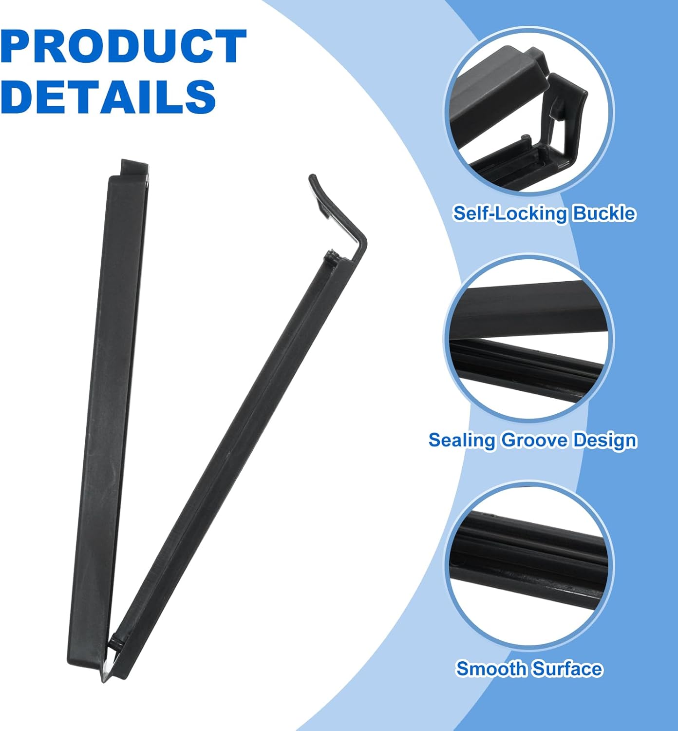 PATIKIL Sealing Clips 4.3 Inch, 10 Pack Reusable Plastic Bag Clip Clamp Sealer for Food Storage Snack Bag Home Kitchen, Black