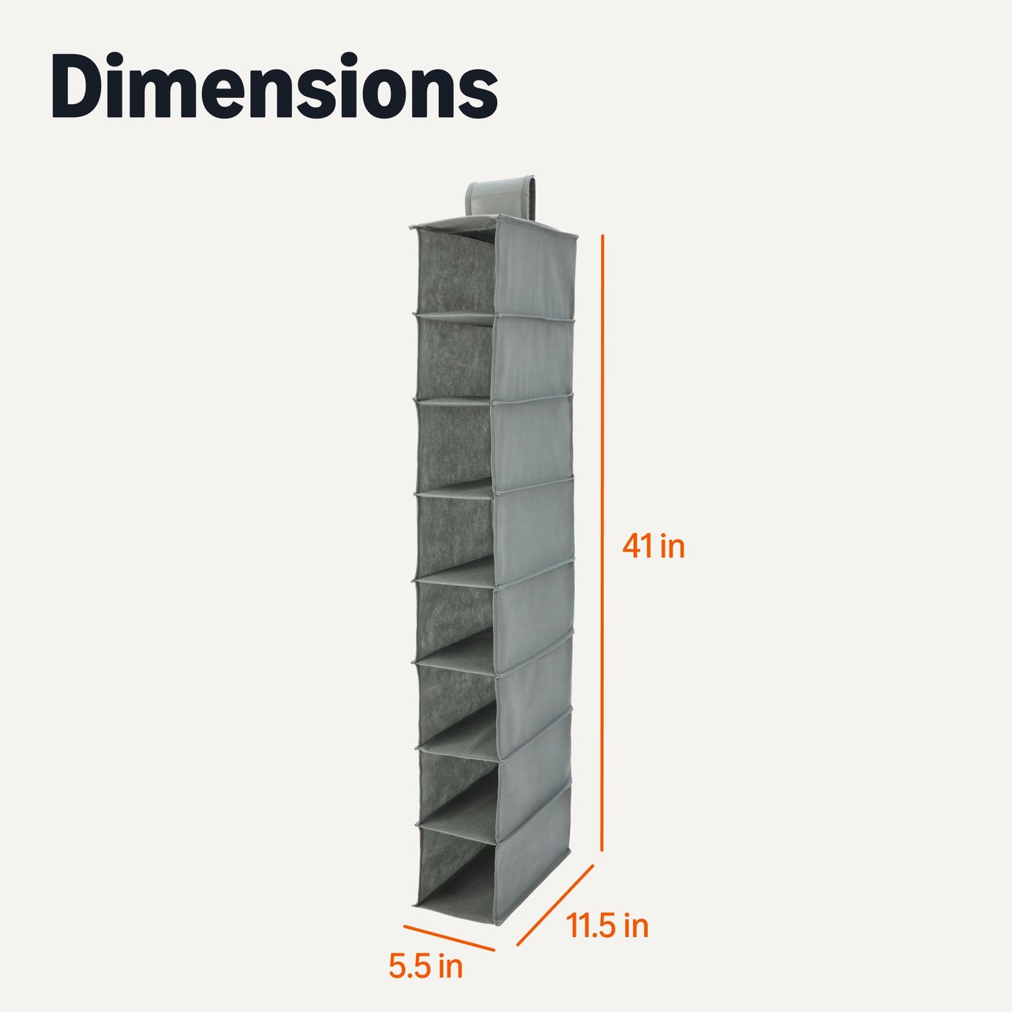 Amazon Basics 8-Tier Hanging Closet Shelf Shoe Organizer, Space Saving Storage, Foldable, 11.5 x 41
