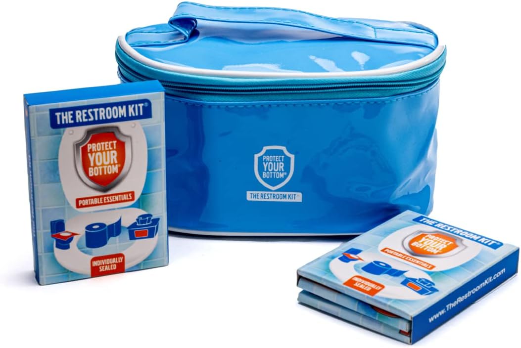 The Restroom Kit Great for Travel (30-Pack) Portable Disposable Oversized Toilet Seat Cover, 3ft 3Ply Toilet Paper, Hand & Flushable Tush Wipe