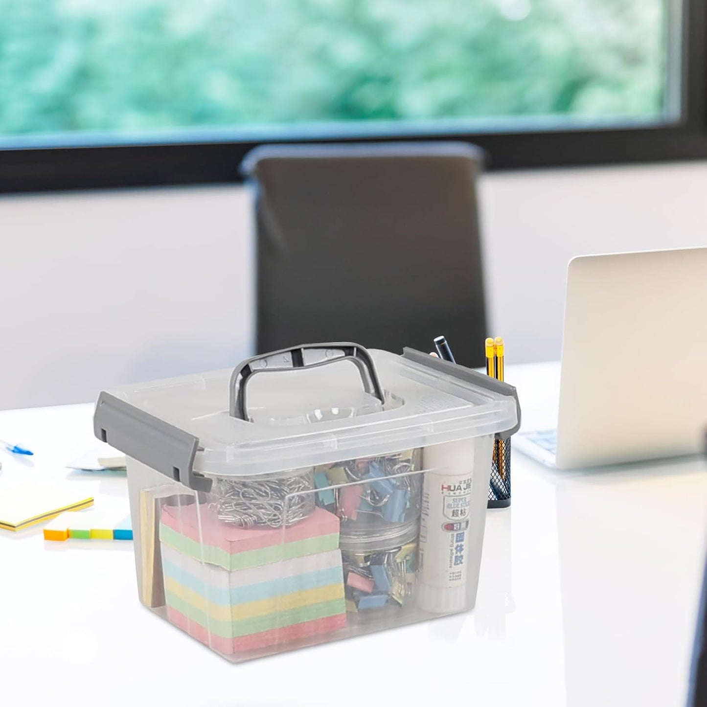 3 L Small Clear Storage Latch Box, 6 Pack Plastic Stackable Organizer Containers with Lids