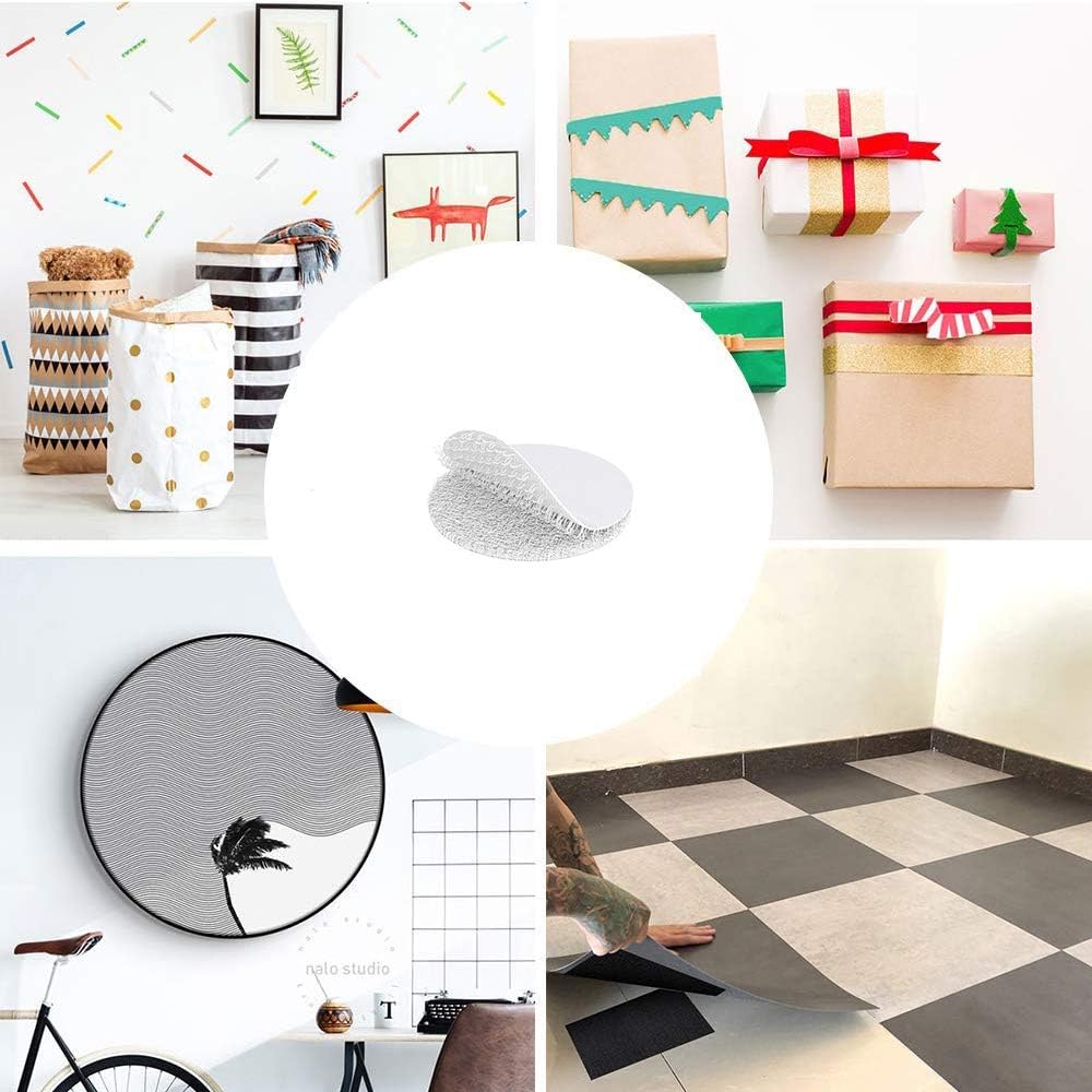 BRAVESHINE Hook and Loop Fasteners - 12 Sets Strong Adhesive Double Sided Wall Tape Sticky-Back Tapes for Craft Envelopes Bags - Industrial-Strength Mounting Fasteners- Round 1.5Inch, White Tapes