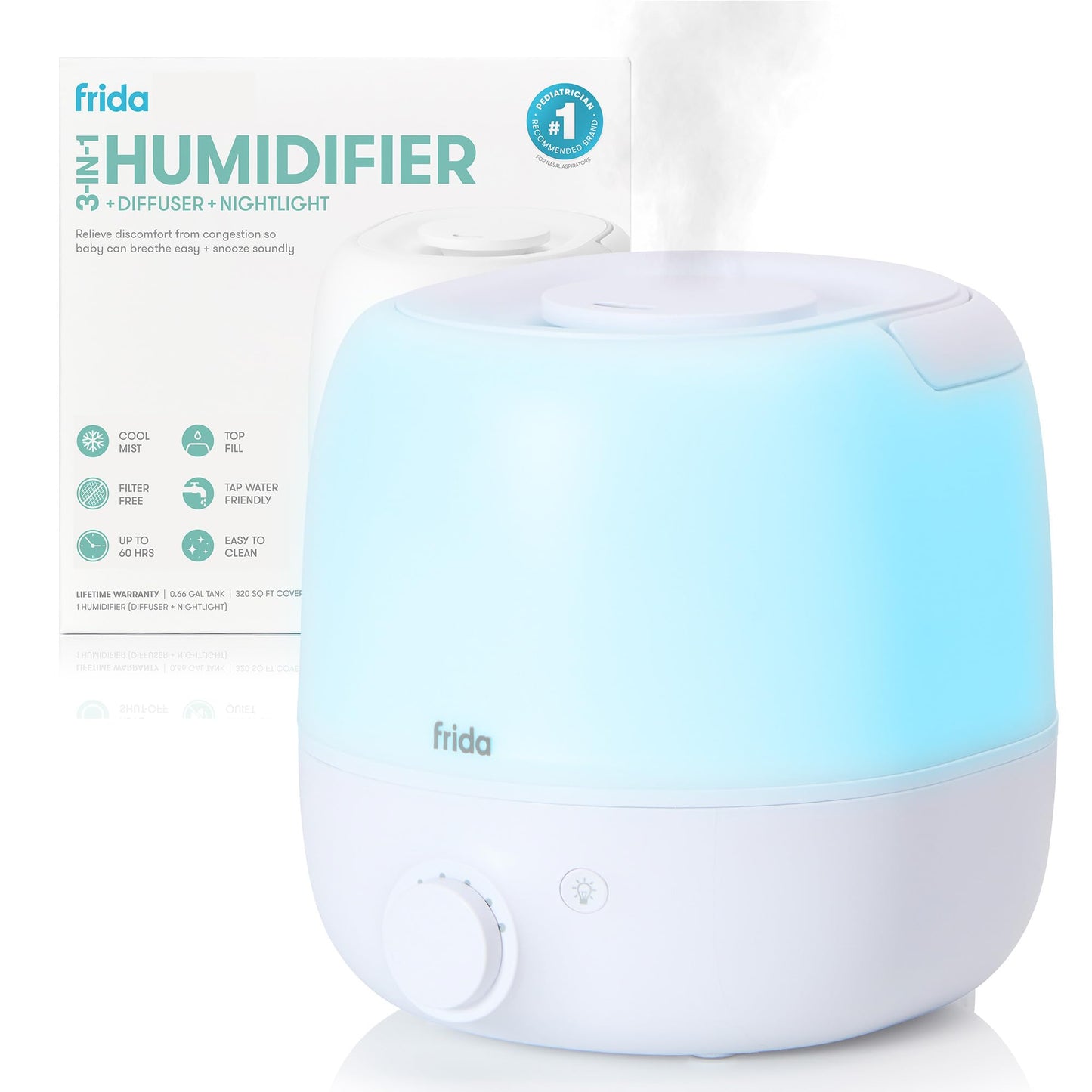 Frida Baby 3-in-1 Cool Mist Humidifier for Large Rooms & Bedroom, Diffuser