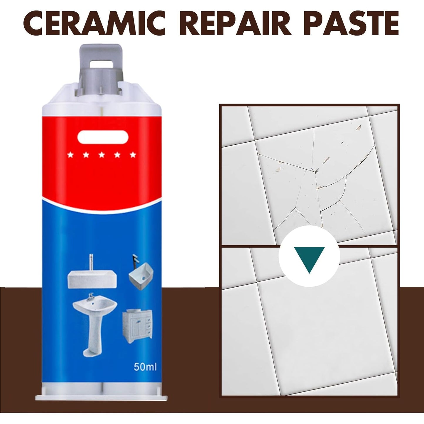 Tile and Ceramic Glaze Repair Paste,Ceramic Tile Crack Repair,Porcelain Sink Repair Kit,Tilegrout Repair,for Bathtub Tilefloors,Sinks, and Toilets (3PC)