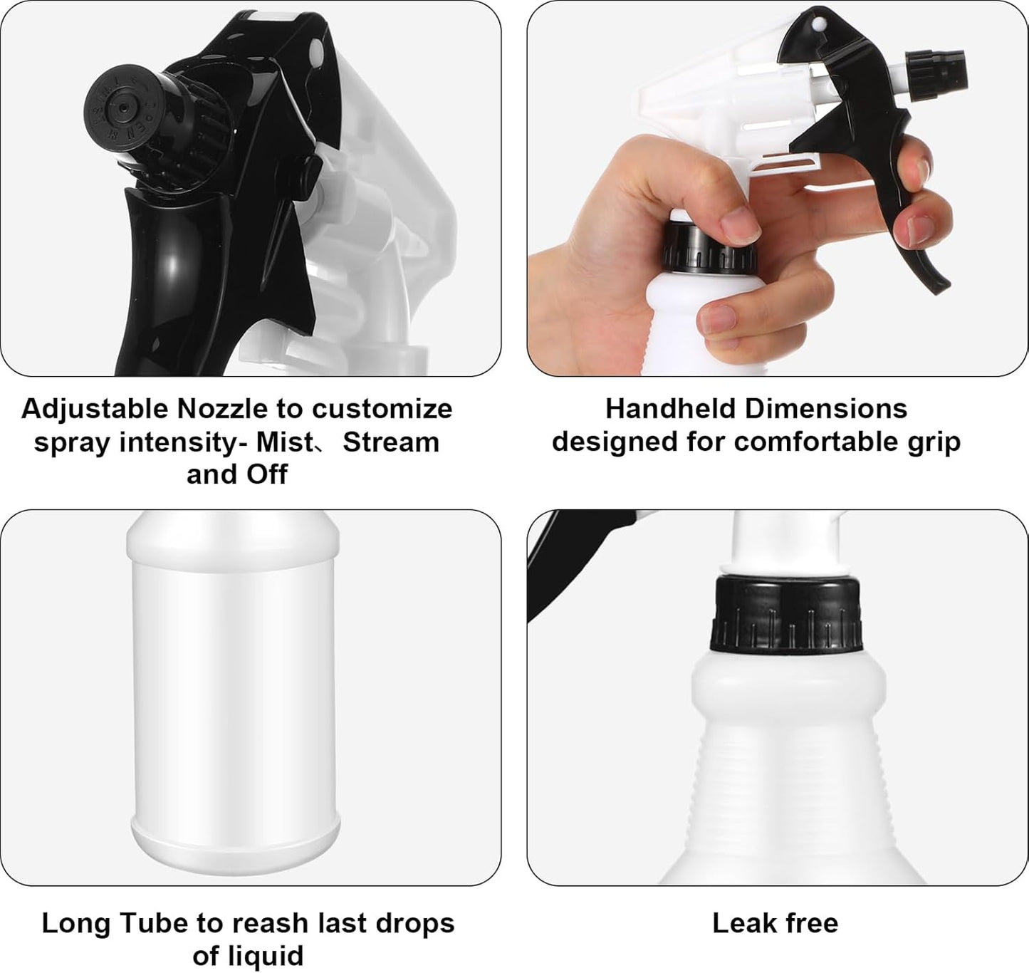 Eccliy 12 Pcs 16 Oz Plastic Spray Bottle, Adjustable Empty Reusable Sprayer for Cleaning, Planting, Water, Bathroom and Kitchen, BBQ, Commercial and Residential(Red, Black,Original)