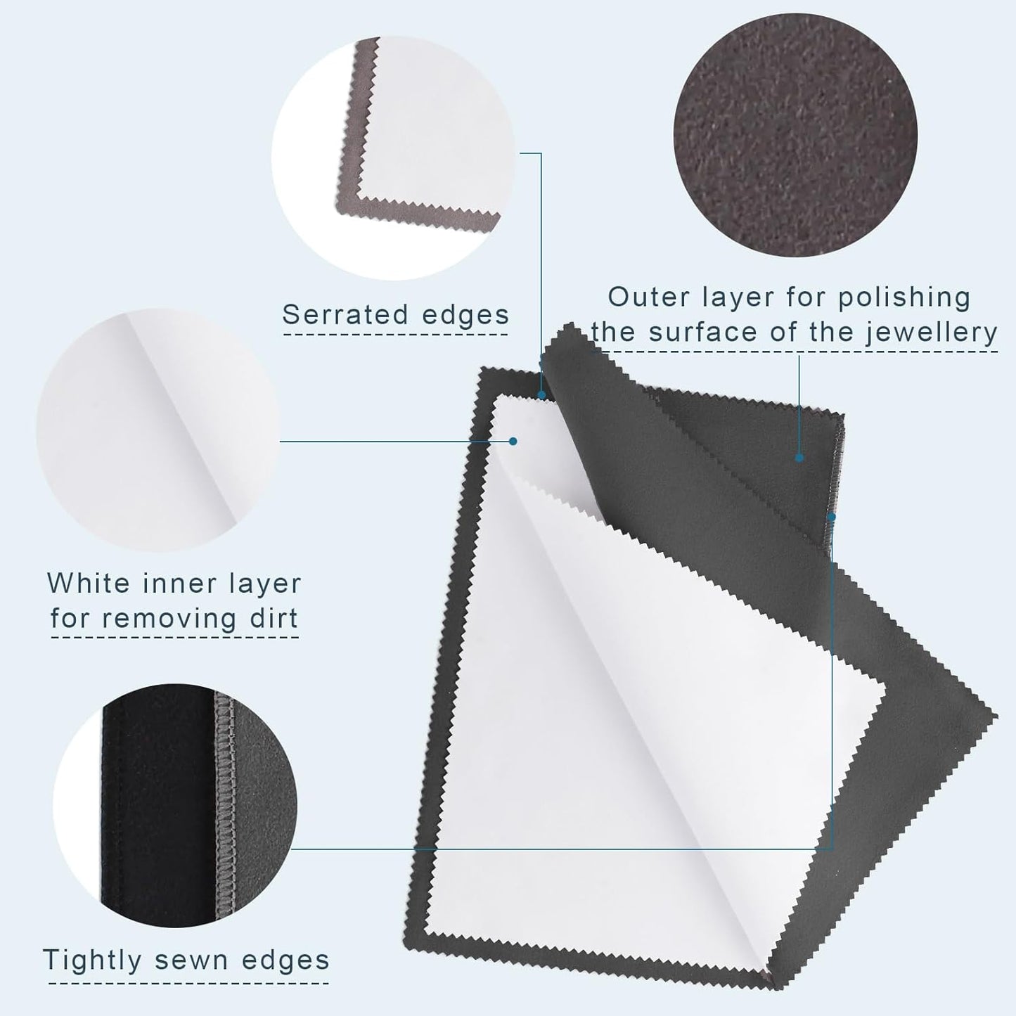 Phinus 3PCS Jewelry Cleaning Cloth, 10'' x 12'' Silver Polishing Cloth Jewelry, 100% Cotton Jewelry Cloth Polishing for Cleaning Gold, Diamonds, Platinum, Gemstones, Coins