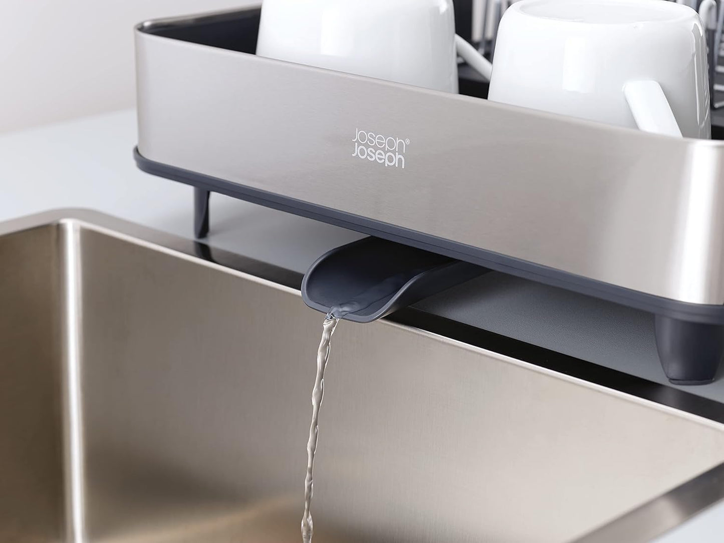 Joseph Joseph Extendable Dish Drying Rack with Dual Parts - Stainless Steel, Non-Scratch, Movable