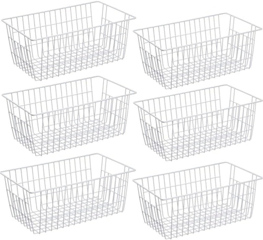 Slideep Farmhouse Freezer Baskets Organizer Storage Bins Large Organizer Baskets for Storage, Office, Bathroom, Pantry Organization Storage Bins Rack with Handles 6 Pack