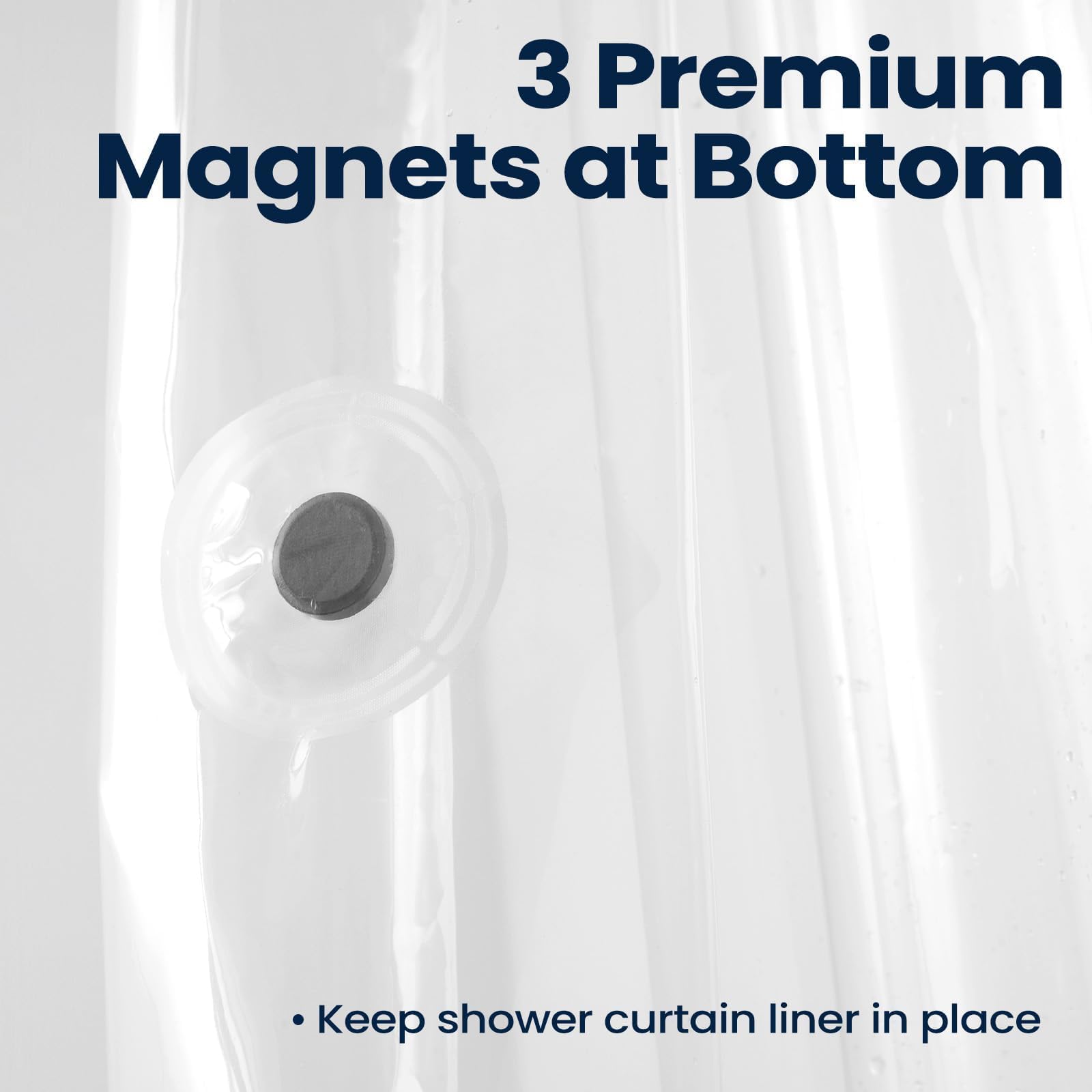 downluxe Shower Curtain Liner, PEVA Plastic Shower Liner with 3 Magnets, 72" x 72" Waterproof
