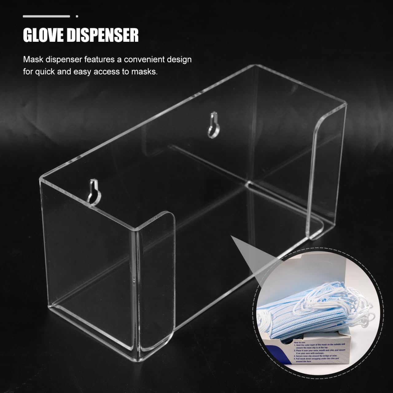 Acrylic Wall Mount Glove Dispenser and Mask Holder Storage Box for Laboratory and Office 2 in 1 Mask and Glove Organizer