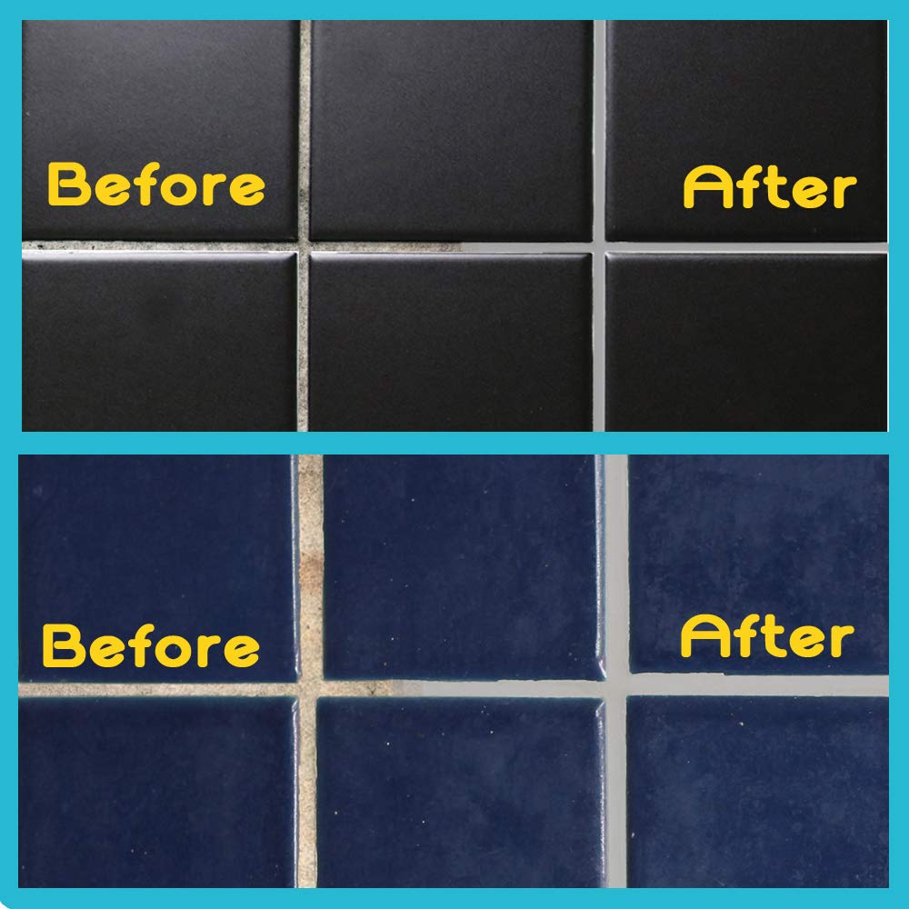 NADAMOO Grout Renew Pen Gray - 2 Large Size 20ml Tile Grout Paint Pen - Restore Grout Line - 2 Replacement Nibs and 1 Cleaning Brush