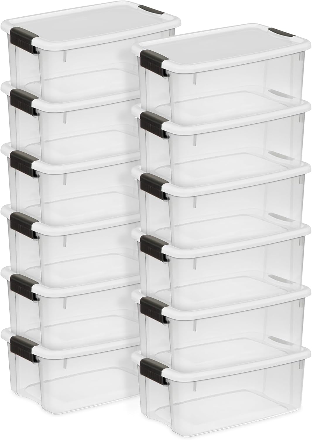 Sterilite 12-Pack Ultra Latching Box, Storage Bins with Lids, Clear Plastic, 18 Quart - Heavy-Duty Organizing Containers for Closet, Bathroom, and Office