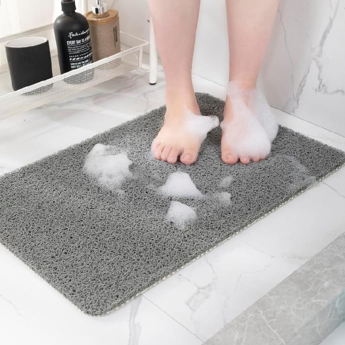 Non-Slip Bathtub Mat, Anti Slip Shower Mat, Fast Drying Bathtub Mats, Foot Scrubber Mat, Anti Slip Mat for Tub, Floor, Bathroom, Kitchen, Home, Hotel (Grey 36"×24")