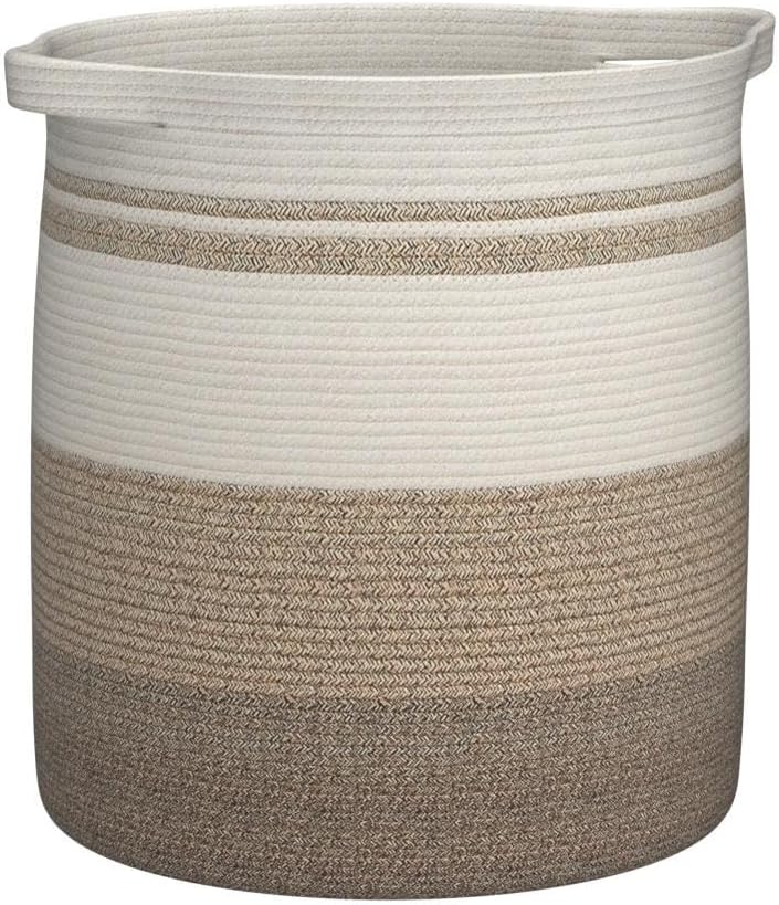 OIAHOMY 80L Laundry Baskets Hamper with Handles,Decorative Basket for Living room,Woven Storage Basket for Toys Bin,Pillows, Blankets,Clothes-20x18in-Gradient Yellow