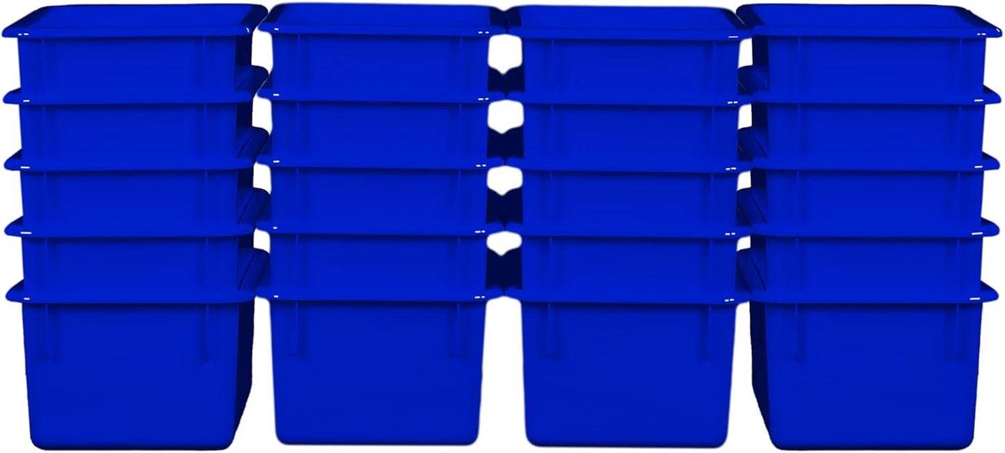 Wood Designs Cubby Storage Bin, Heavy Duty Plastic Containers for Kids Blue Cubby Tray Set of 20