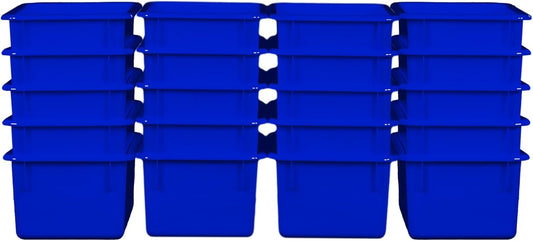 Wood Designs Cubby Storage Bin, Heavy Duty Plastic Containers for Kids Blue Cubby Tray Set of 20
