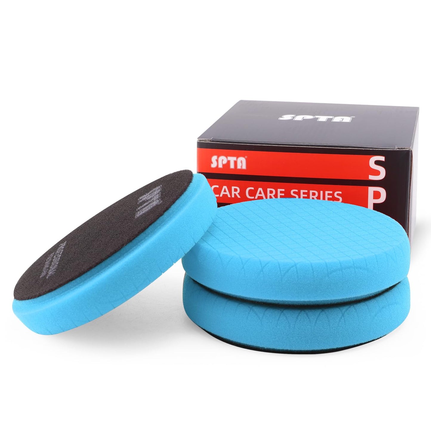 Blue Polish Pad, Buffing Polishing Pads, SPTA 3Pcs 6.5 Inch Face for 6 Inch 150mm Backing Plate Compound Buffing Sponge Pads for Car Buffer Polisher Compounding, Polishing and Waxing -FPTSS6B-3