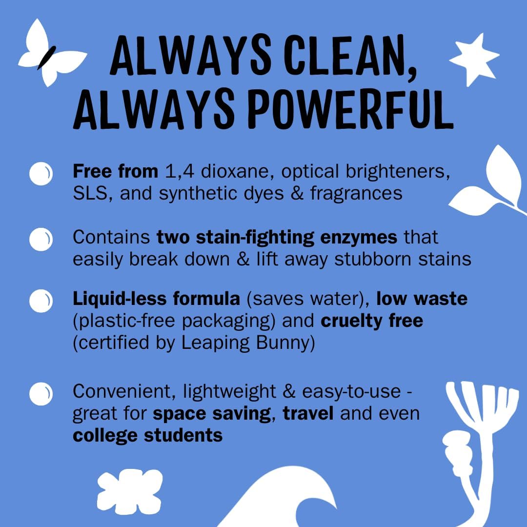 Molly’s Suds Laundry Detergent Sheets | Gentle on Sensitive Skin, Powerful Bio-Based Enzymes, Stain-Fighting | Liquidless & Plastic-Free Packaging | 70 Loads (Ocean Mist)