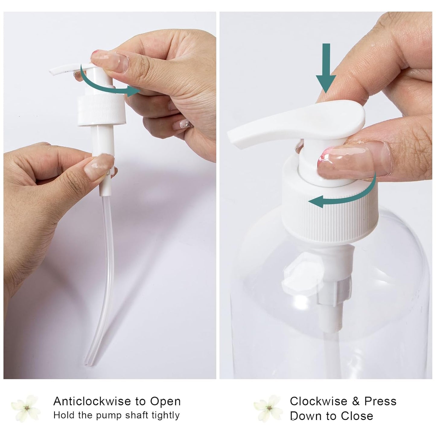 Yebeauty Pump Bottle Dispenser, 2 Pack 13.5oz/400ml Dish Lotion Soap Dispenser Plastic Liquid Shampoo Container for Bathroom Kitchen Hotel Body Wash, Clear