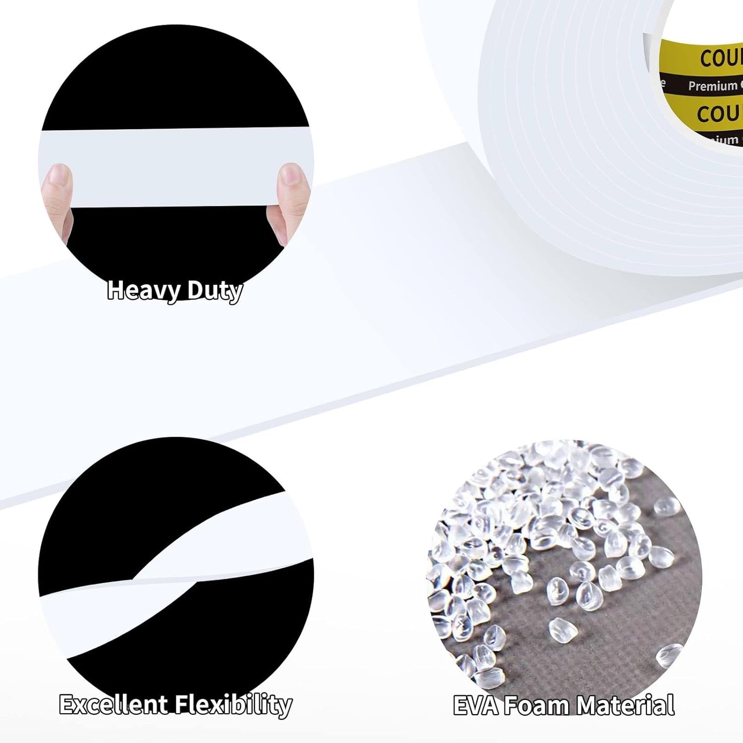 2 Pack Single-Sided Adhesive White Foam Tape, Single-Sided Sealing Strip Foam Pad Sponge Tape Window Weatherproof, Self-Adhesive Insulation Sealing Tape (White) 2inX16.4FT