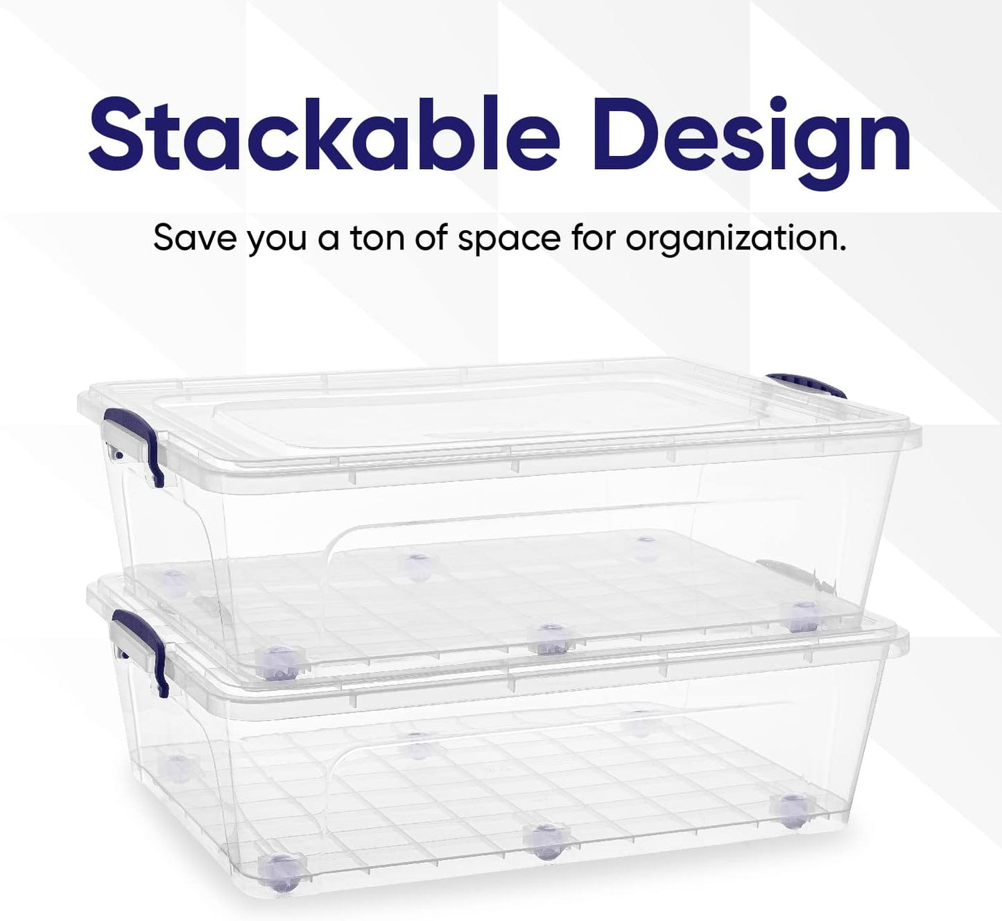 Superio Storage Bins with Lids, Clear Plastic Containers for Organizing, Stackable Totes, BPA Free, Odor Free, Organizer Boxes for Home, and Dorm (4 Pack, 42 Quart)