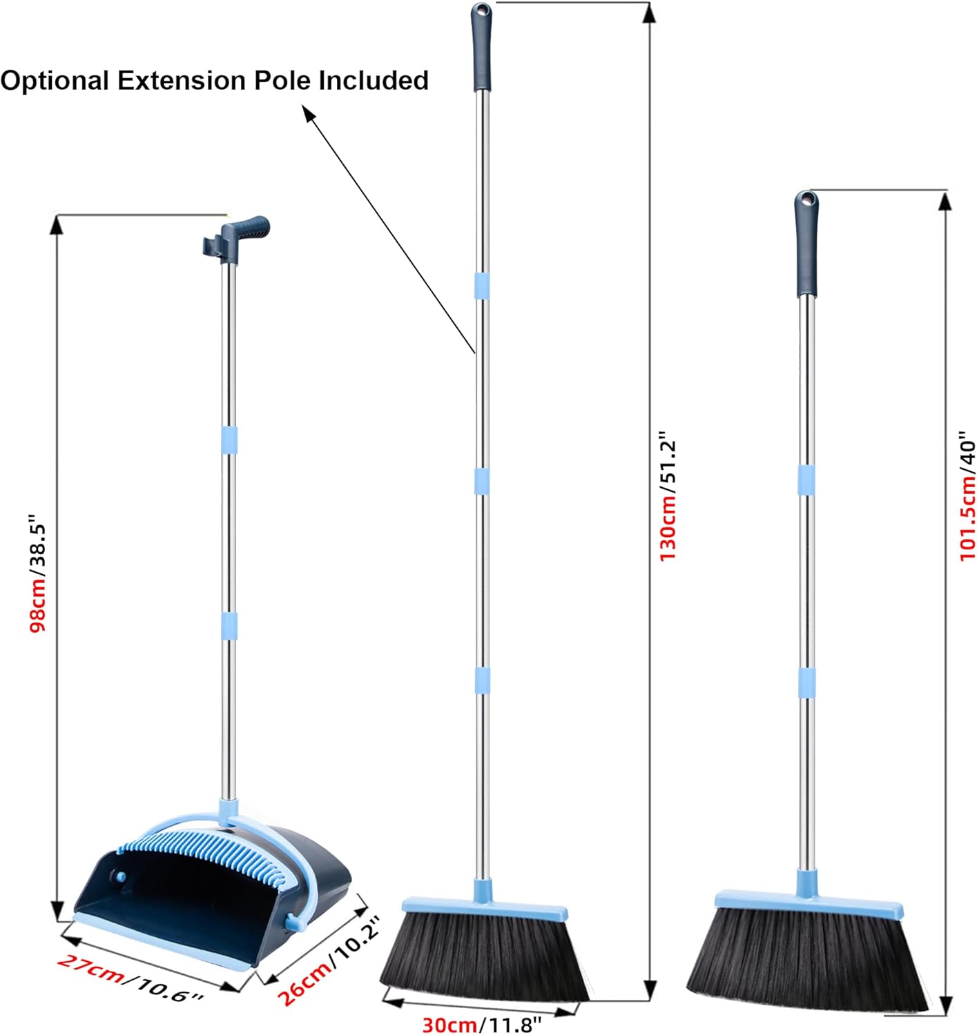 Broom and Dustpan Set for Home 2025 Indoor Outdoor Broom with Dustpan Combo Set Upright Dust Pans with Long Handle Angle Broom for Kids Garden Pet Hair Lobby Wood Floor Kitchen