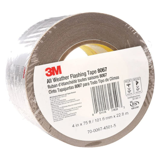 3M All Weather Flashing Tape 8067 (4" x 75 ft) - 1 Roll - Self-Adhesive Waterproof Flashing for