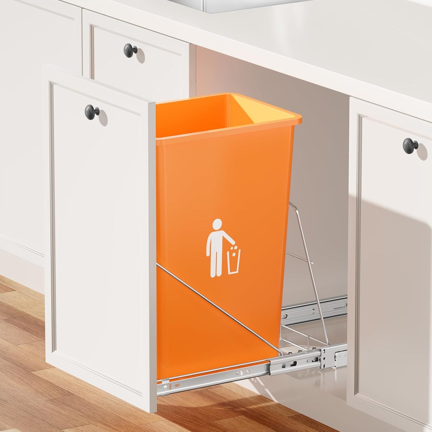 Pull Out Trash Can Under Cabinet, 7-13Gal Cabinet Trash Can Pull Out Kit with Door Mounting Kit,Under Sink Garbage Can Pull Out for Kitchen-Waste Bin Not Included