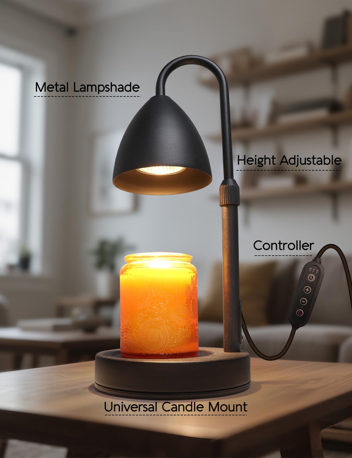 Candle Warmer Lamp with Timer Dimmable, Lamp Candle Warmer Birthday Gifts for Women, Black