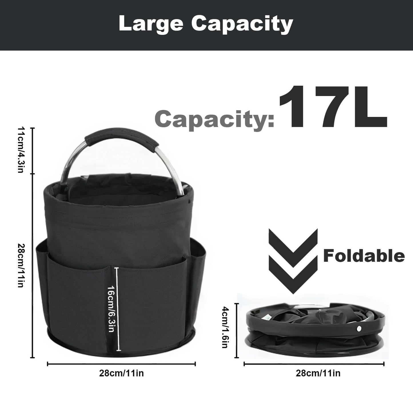 Bototack Cleaning Caddy with Handle, Cleaning Products Organiser, 17L Foldable Storage Basket