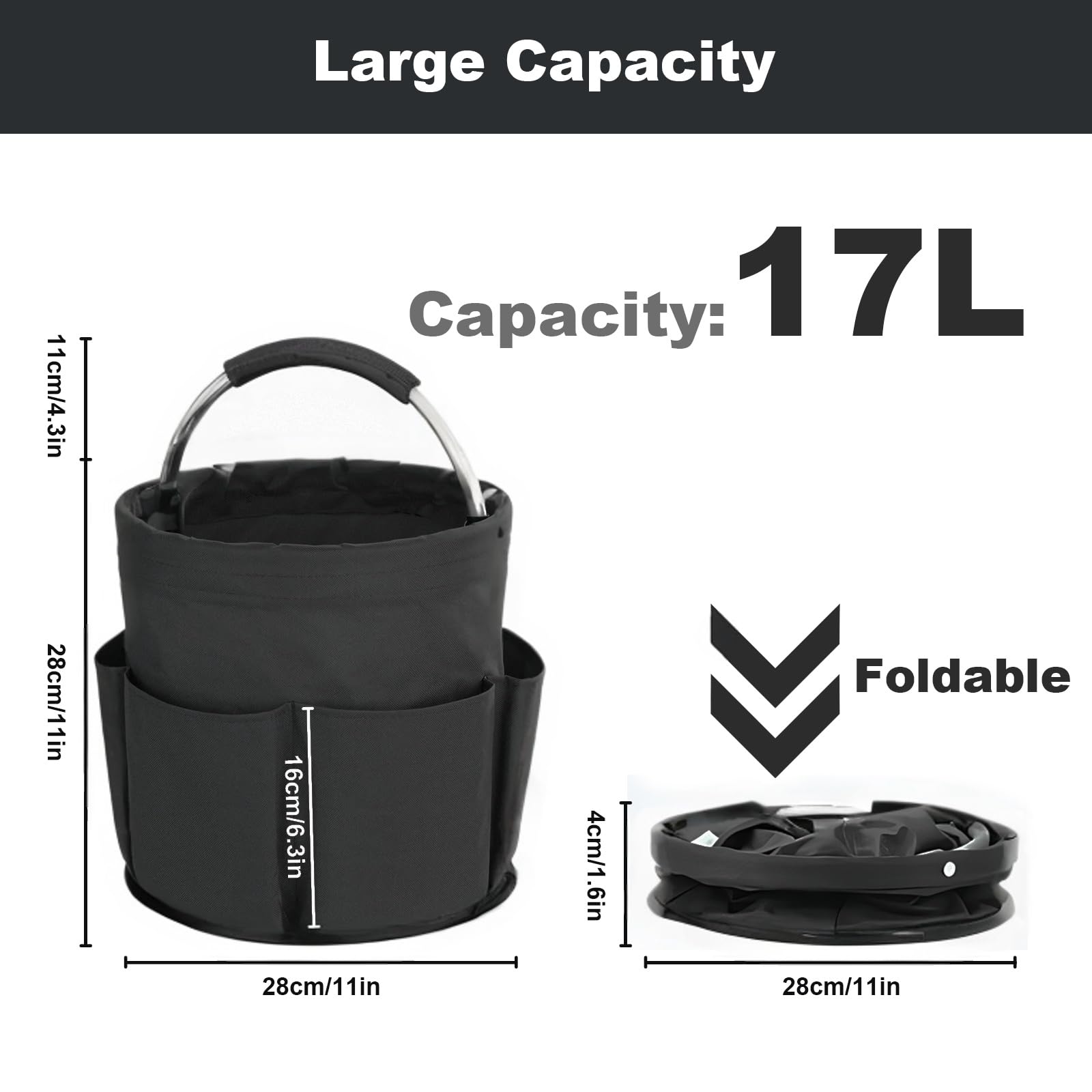 Bototack Cleaning Caddy with Handle, Cleaning Products Organiser, 17L Foldable Storage Basket
