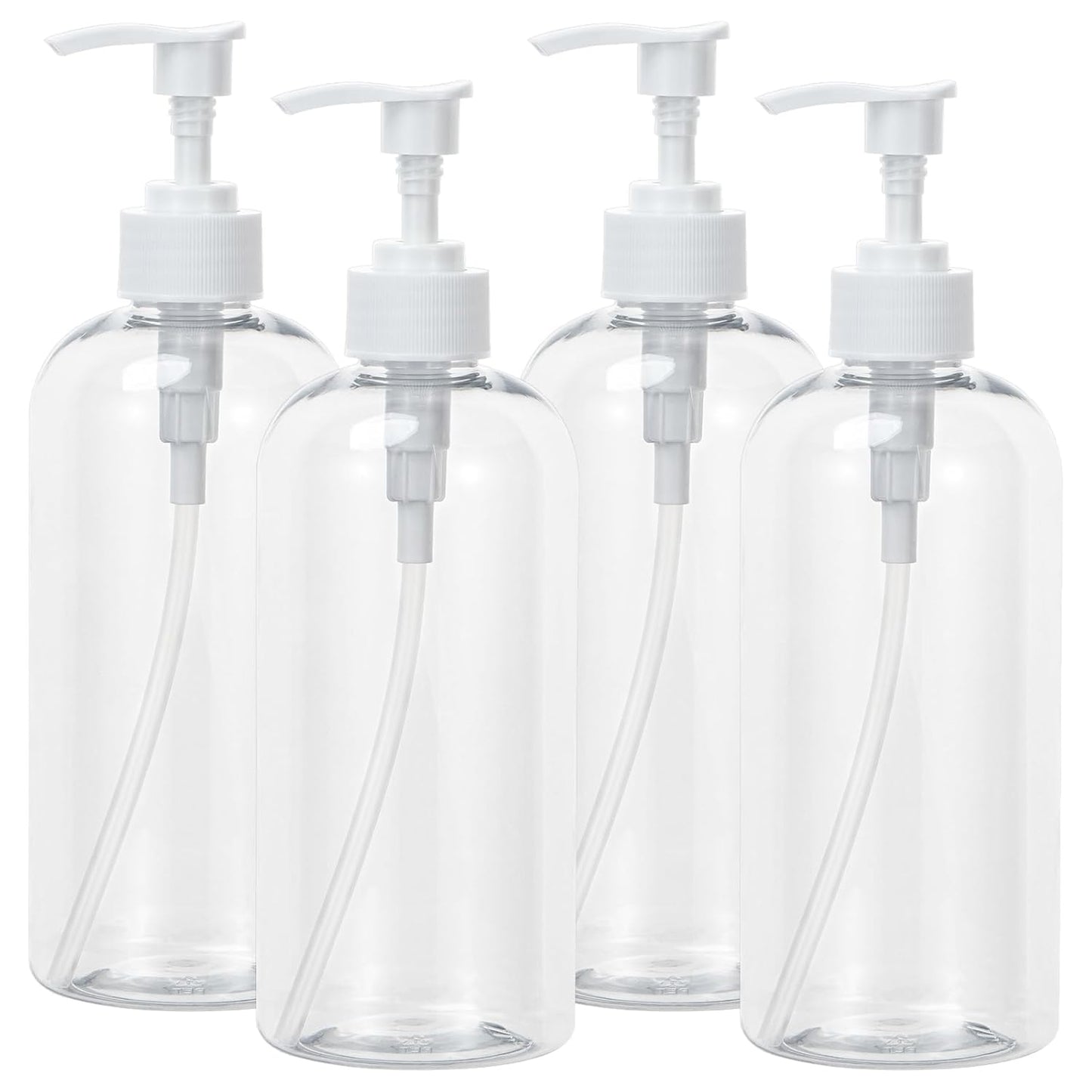 Pump Bottle Shampoo Pump Dispenser, Yebeauty Shampoo Bottles with Pump 16.9oz Clear Plastic Empty Refillable Shower Bottle 2 Pieces Containers with Travel Lock for Soap Cream Lotion Gel