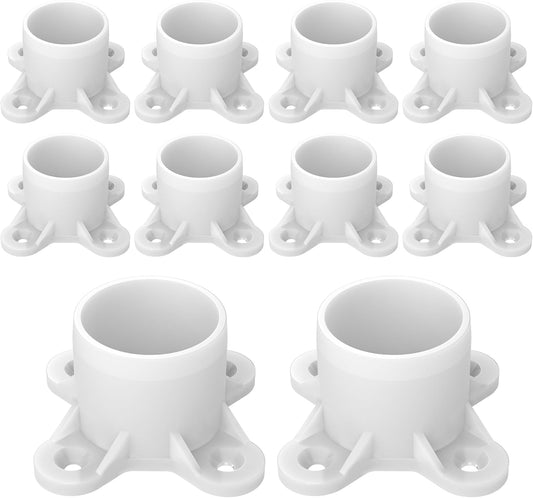 10 Pcs 1" PVC Flange Fittings, Table Screw Caps PVC Fittings for DIY Table Leg Support Feet