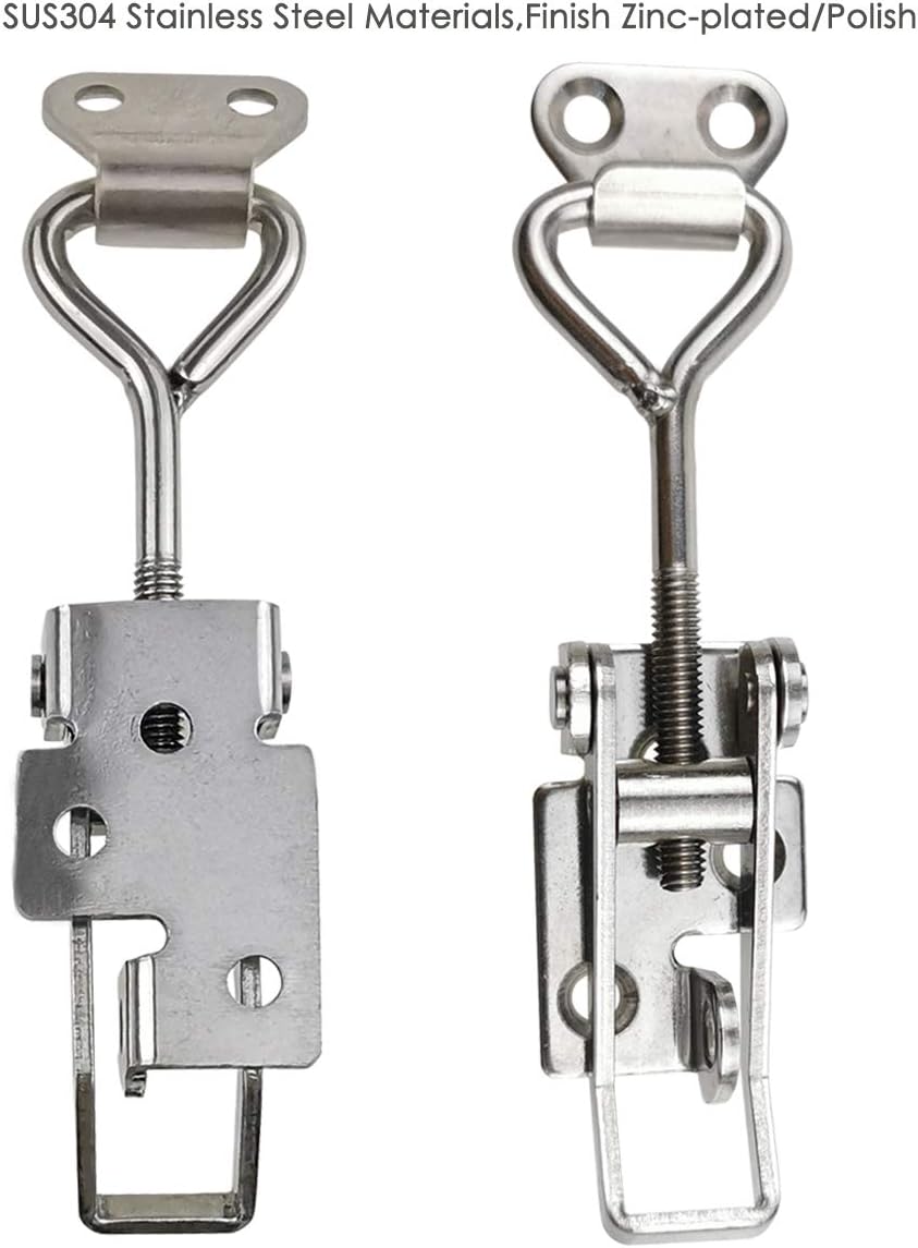 Adjustable Latch Buckle Cabinet Boxes Lever Handle Toggle Catch Latch Lock,Silver,Adjustable Range:97-123mm,2 Pcs