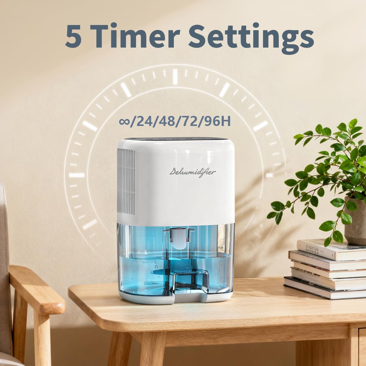 Small Dehumidifier for Home 44OZ Quiet with Auto Off & Defrost 5 Timers 3 modes 10 Color Lights 3