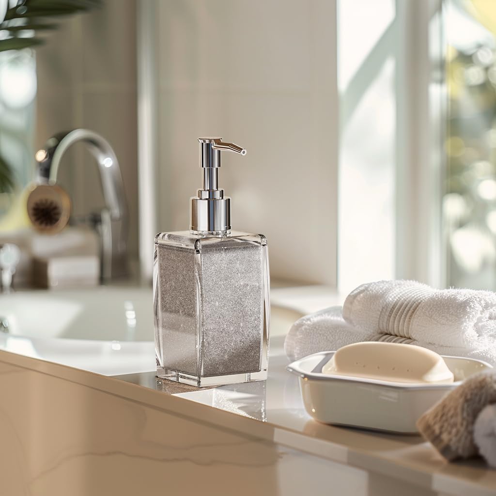 Pink Soap Dispenser with Refillable Plastic Pump for Bathroom Sink or Kitchen Counter, Ideal for Hand Soap, Liquid Soap, Dish Soap, or Lotion Use