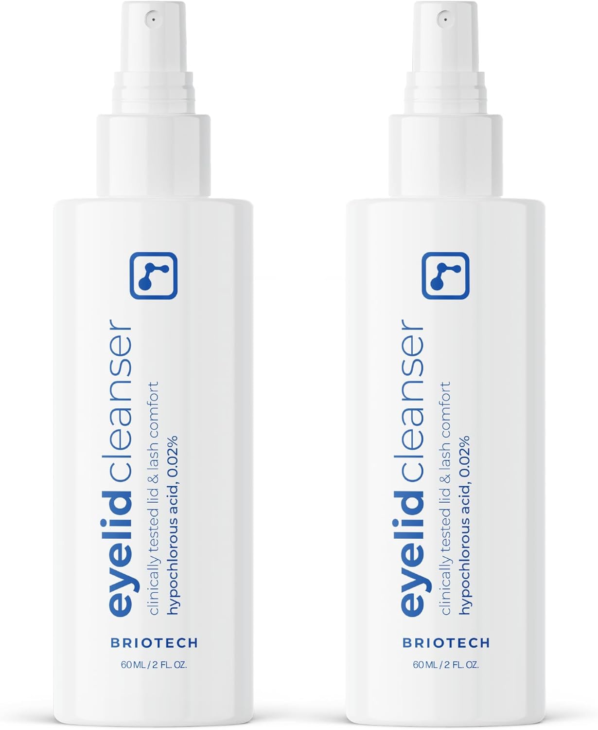 BRIOTECH Eyelid Cleanser, Hypochlorous Acid Spray, Lid & Eyelash Cleanser, Soothe Sensitivities, Calm Redness & Bumps, Support Against Irritation, Vegan, Travel Size 2 Fl oz (2 Pack)