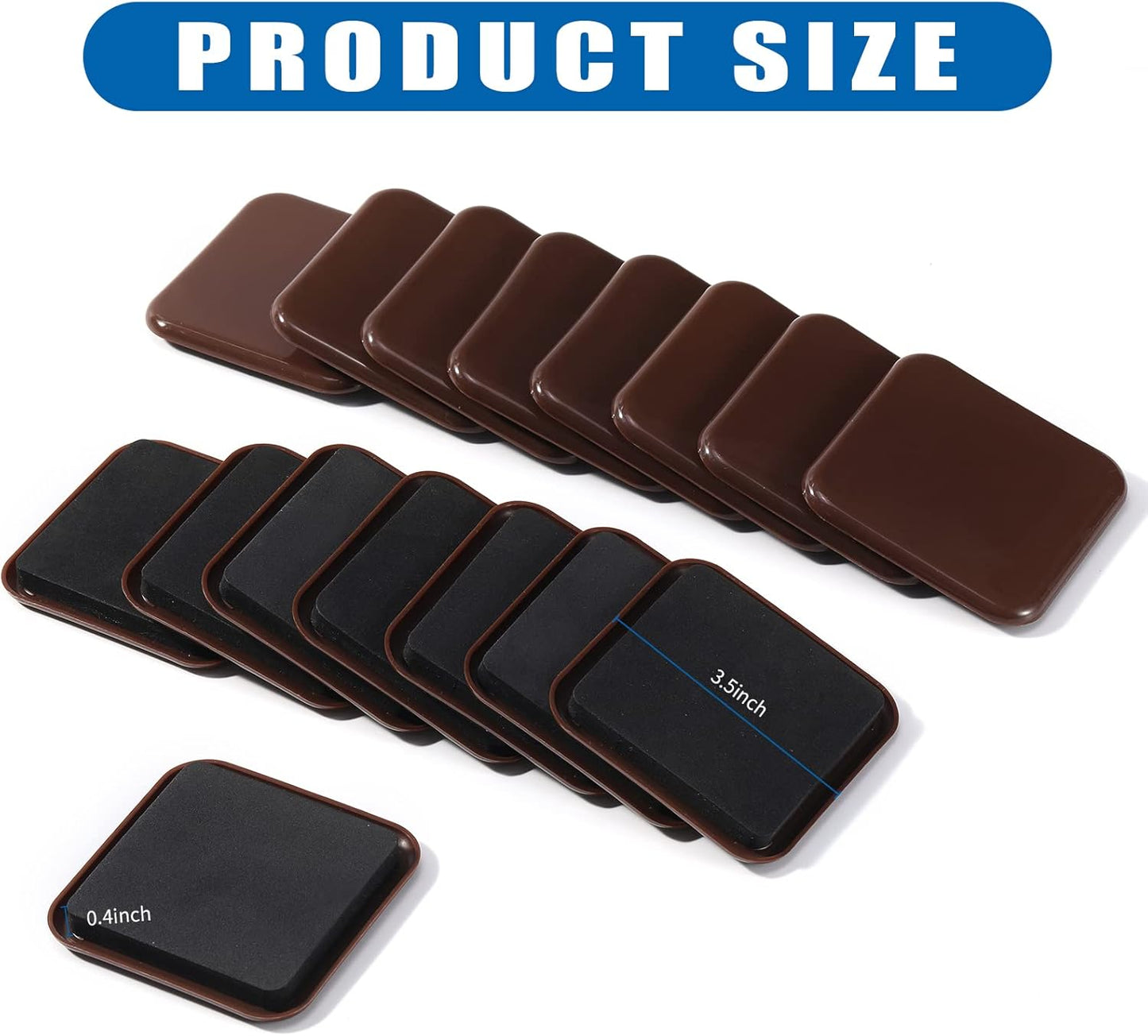 Furniture Sliders, 16pcs 3.5 inch Square Furniture Moving Kits Carpet Sliders for Moving Furniture, Heavy Duty Furniture Movers - Protect The Surface of Carpet, Easily Move Any Items