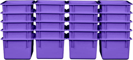 Wood Designs Cubby Storage Bin, Heavy Duty Plastic Containers for Kids Purple Cubby Tray Set of 20