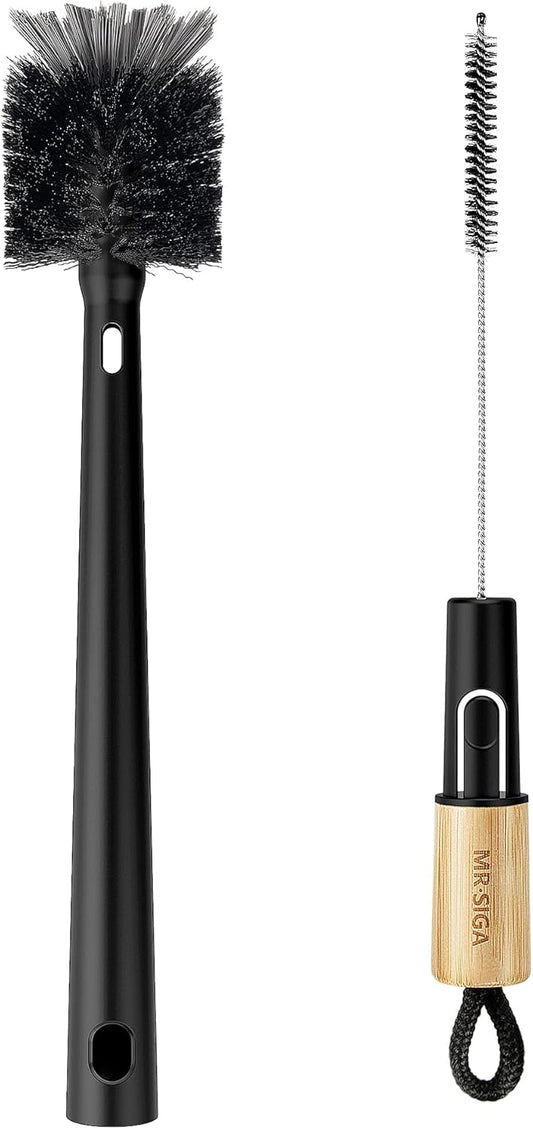 MR.SIGA Water Bottle Brush and Straw Cleaner Brush, Long Handle Bottle Cleaner Brush, 2 in 1 Bottle Cleaning Brush for Sports Bottles, Baby Bottles, Mugs, Straws