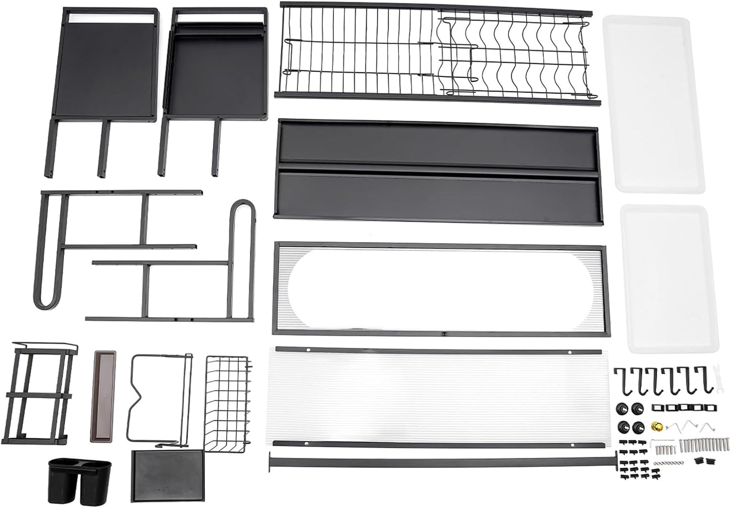 3 Tier Over The Sink Dish Drying Rack W/Clear Cabinet Door, Adjustable Dish Drainer Rack, Black Large Dish Rack, Expandable Shelf Rack W/ Utensil Holder, Dish Drainer Kitchen Organizer for Home Use