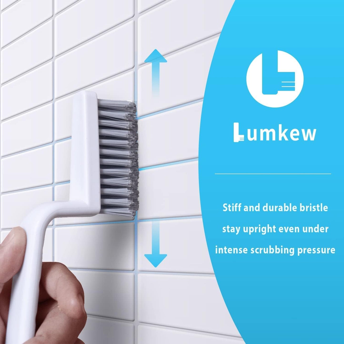 Lumkew Grout Brush Cleaning, 4 Pcs Grout Cleaner Scrubber for Tile Floors